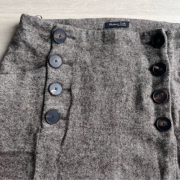 Massimo Dutti midi Autumn brown Chic Shortened Skirt with Front Pockets &buttons - Picture 7 of 10
